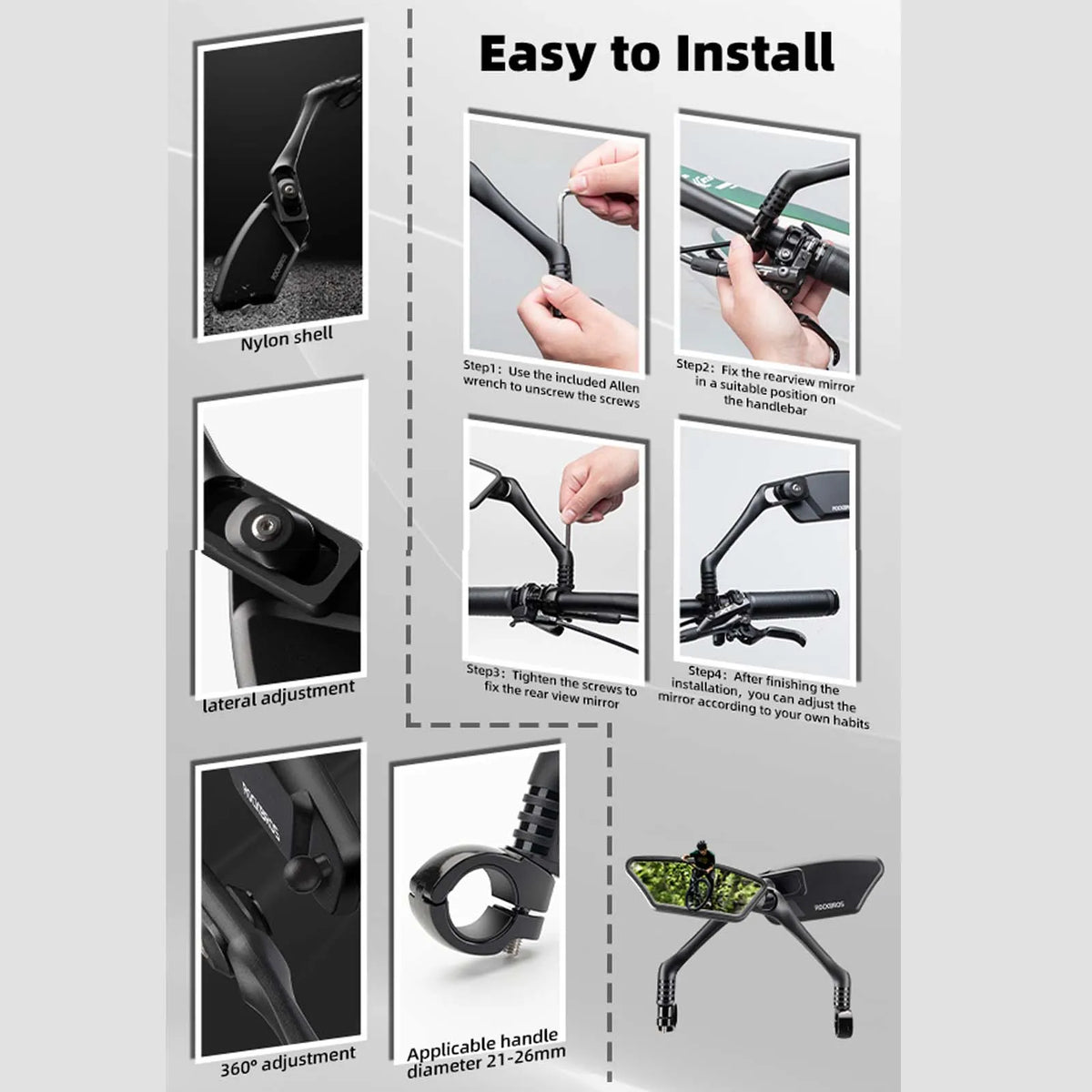 Adjustable Bike Handlebar Mirror