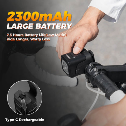2-in-1 Bike Horn & Front Light -  450lm