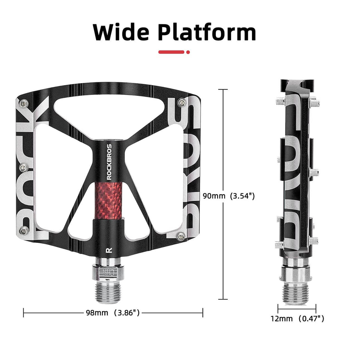 ROCKBROS Aluminum Bike Pedals Non-Slip 9/16 Platform MTB Pedals
