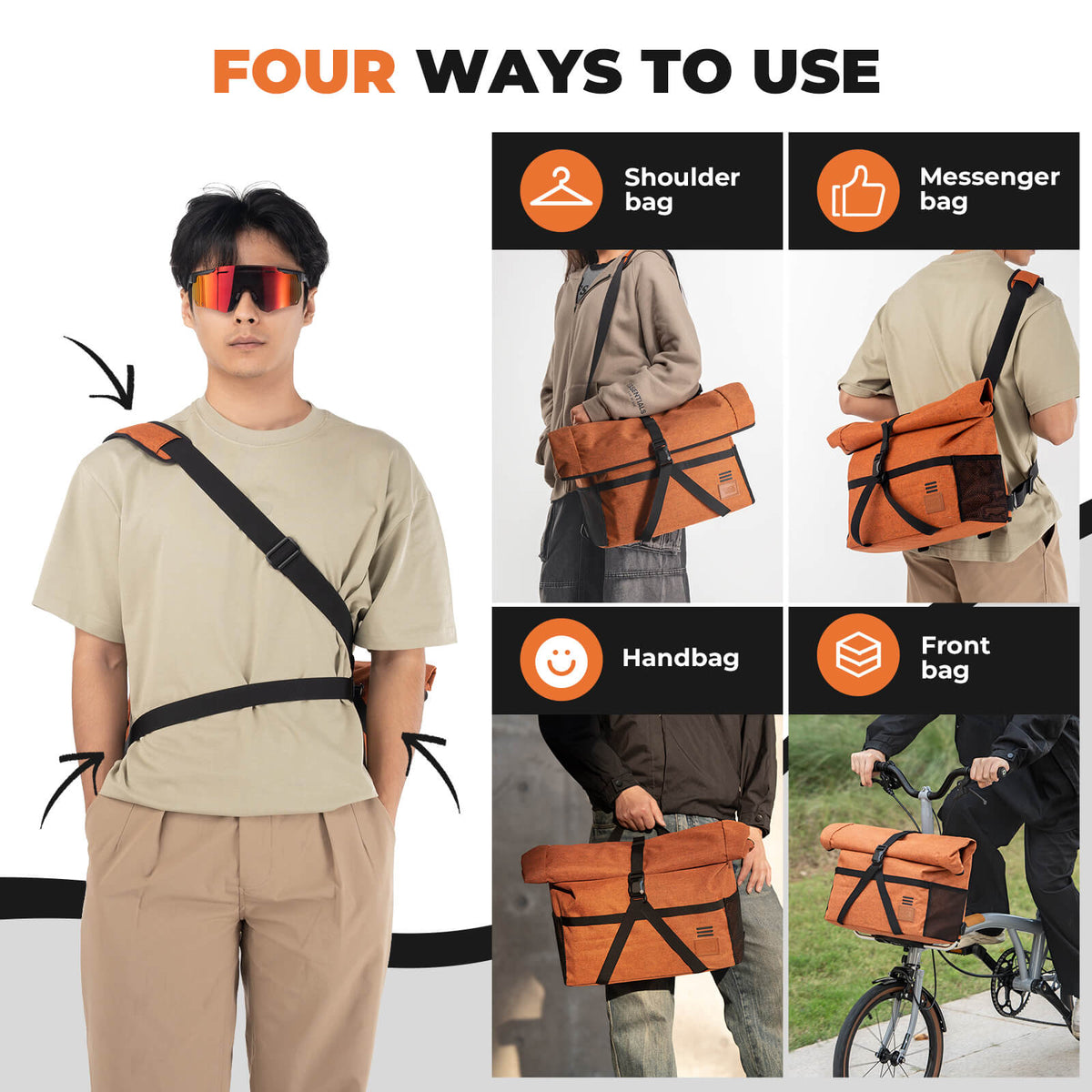 Folding Bike Handlebar Bag & Shoulder Bag  - 8L