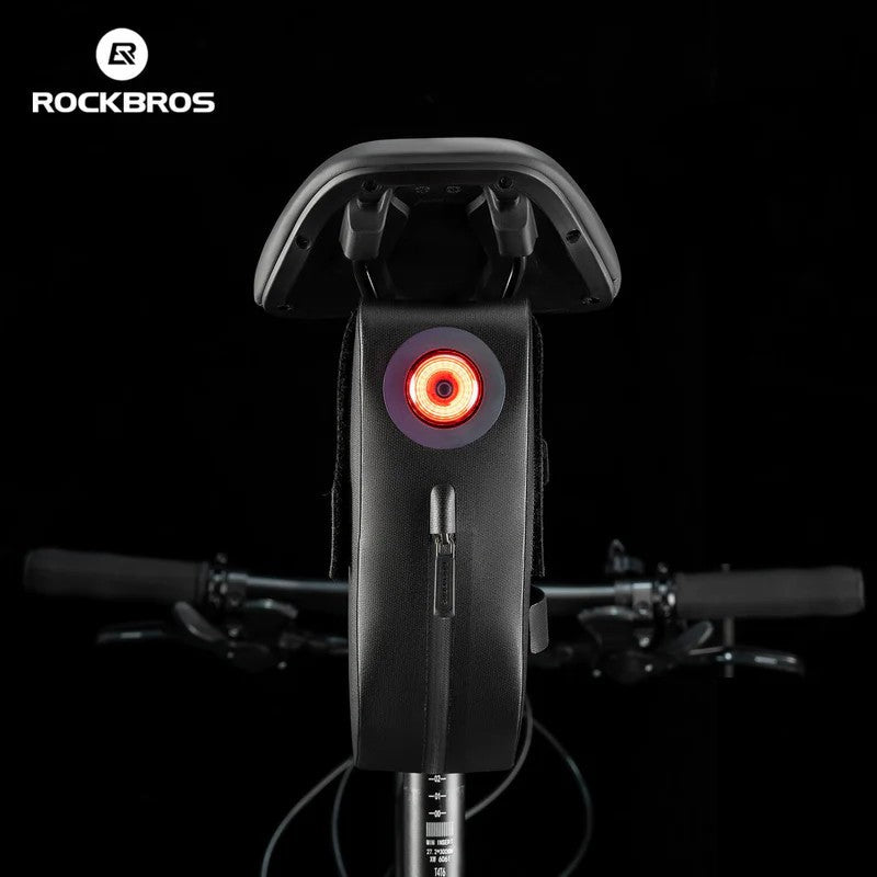 100% Waterproof Bike Saddle Bag with Light - 0.8L