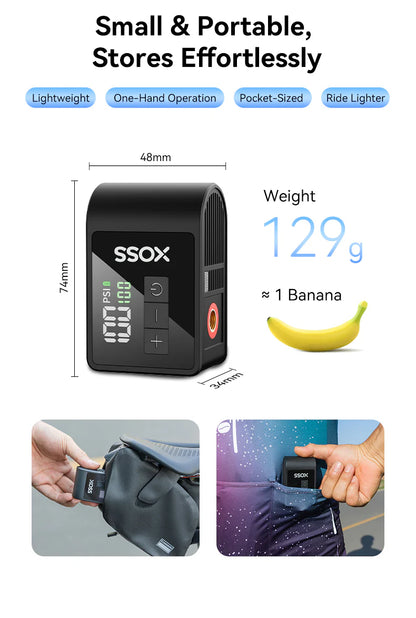 XOSS AirCube Electric Bike Pump 120PSI Mini Portable Air Pump Rechargeable Air Inflator Bike Accessories