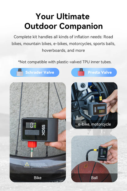 XOSS AirCube Electric Bike Pump 120PSI Mini Portable Air Pump Rechargeable Air Inflator Bike Accessories