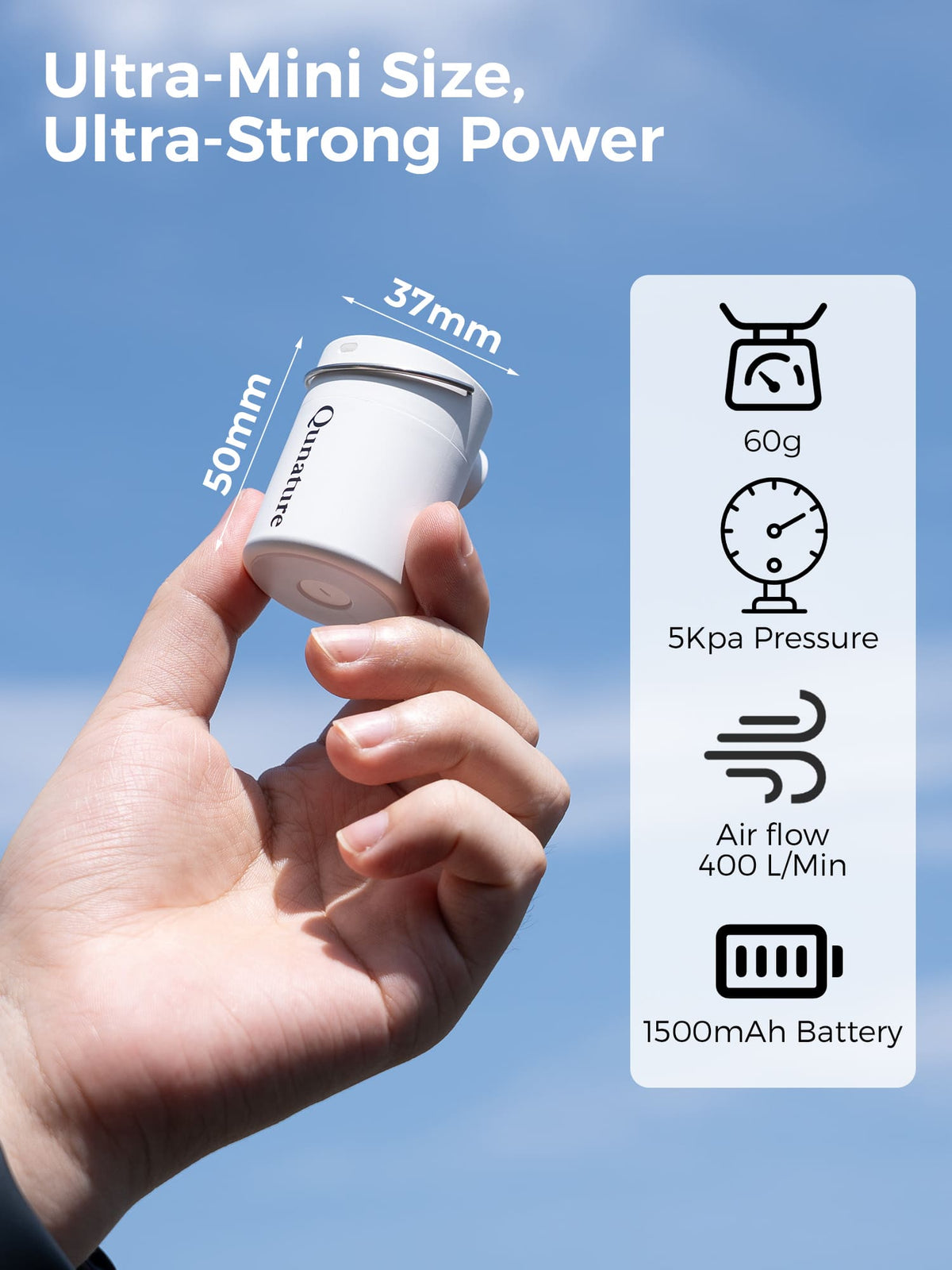 Qunature Mini Electric Air Pump for Camping & Outdoor Gear