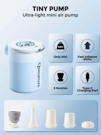 Qunature Mini Electric Air Pump for Camping & Outdoor Gear