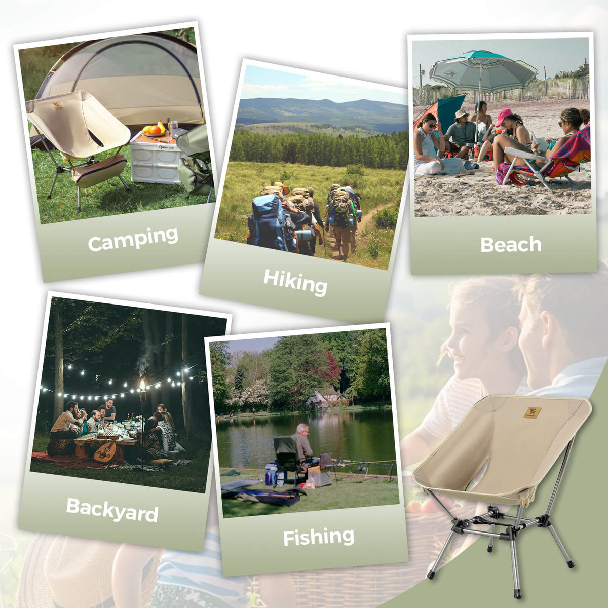 Qunature Lightweight Folding Camp Chair with Storage Bag