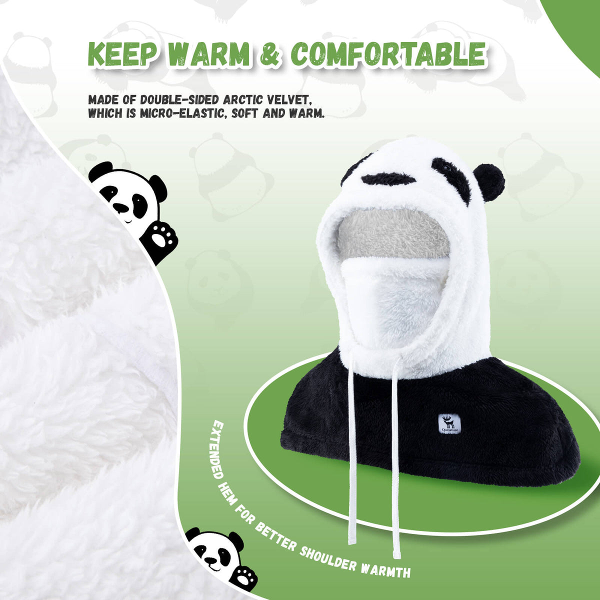 Qunature Panda Head Cover for Kids and Adults