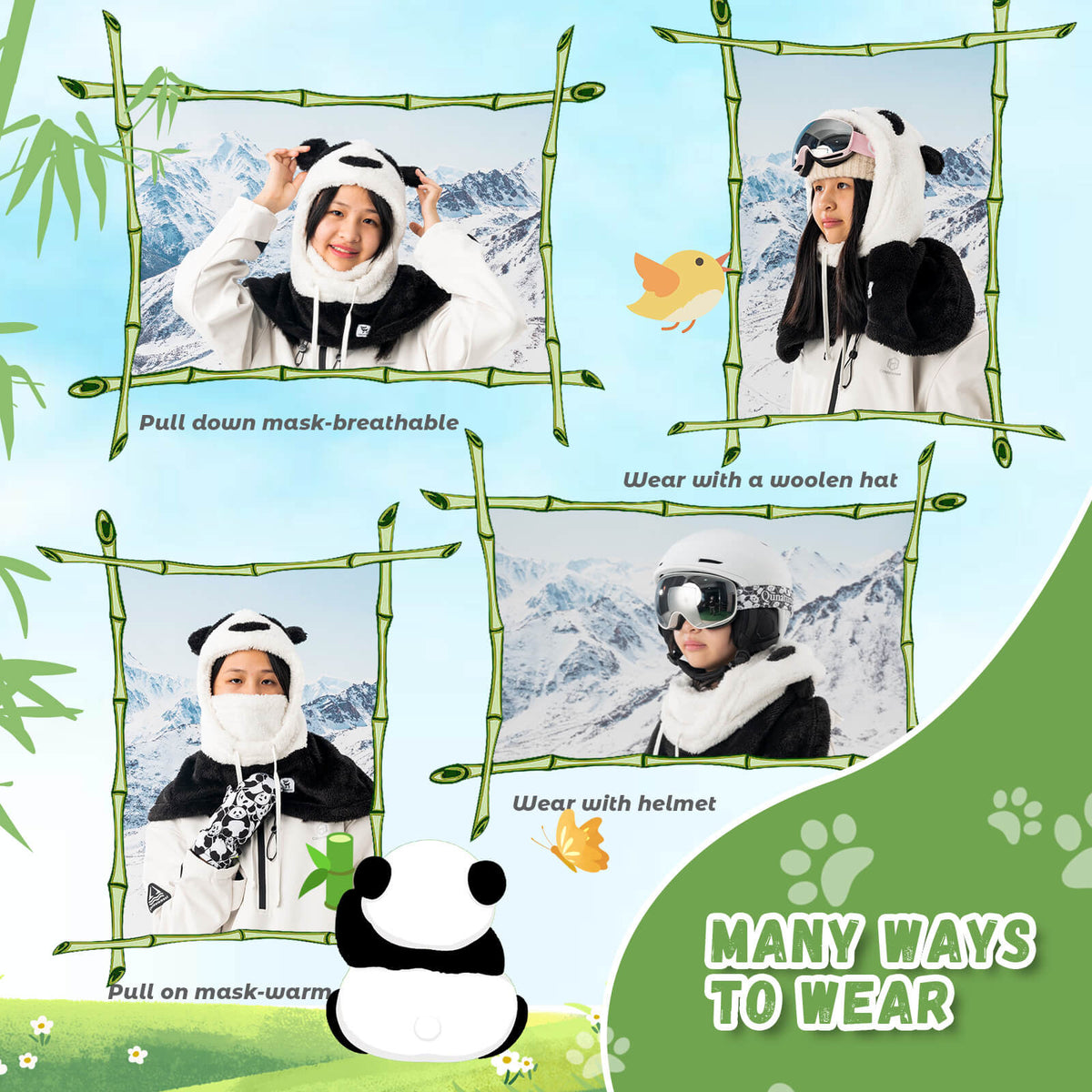 Qunature Panda Head Cover for Kids and Adults