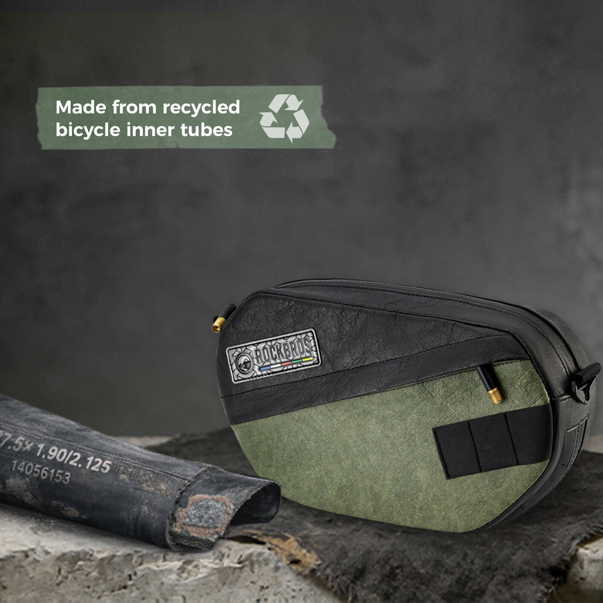 ROAD TO SKY Recycled Tire Bike Handlebar Bag - 2.5L