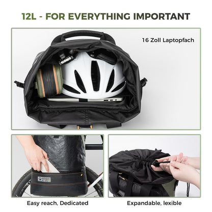 ROAD TO SKY Recycled Tire Bike Panniers - 12L
