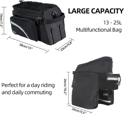 Large Capacity Durable Bike Trunk Bag 13L–25L