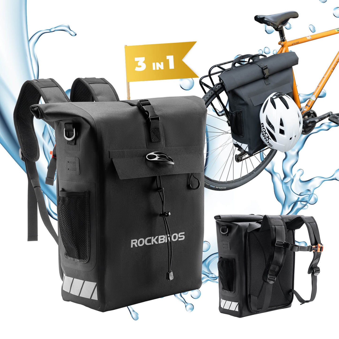 2-in-1 Bicycle Rear Rack Bag Backpack - 18L