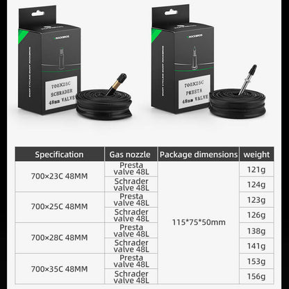 700C Road Bike Inner Tube 23–35C Presta & Schrader Valve