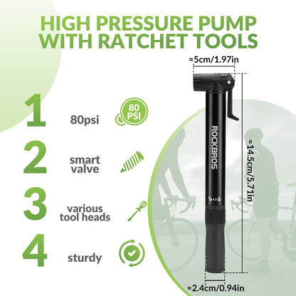 Portable Bike Pump - 80 PSI High Pressure