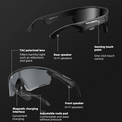 ROCKBROS Bluetooth Cycling Sunglasses Polarized Smart Glasses