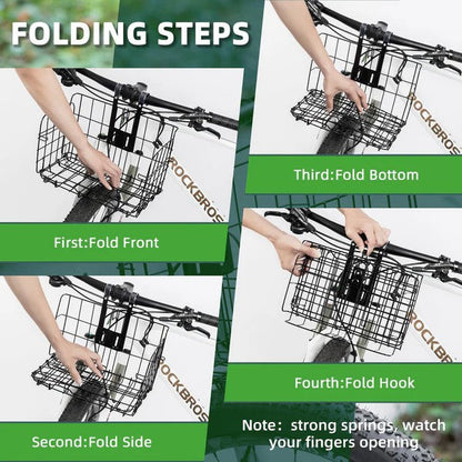 Folding Steel Mesh Bicycle Basket
