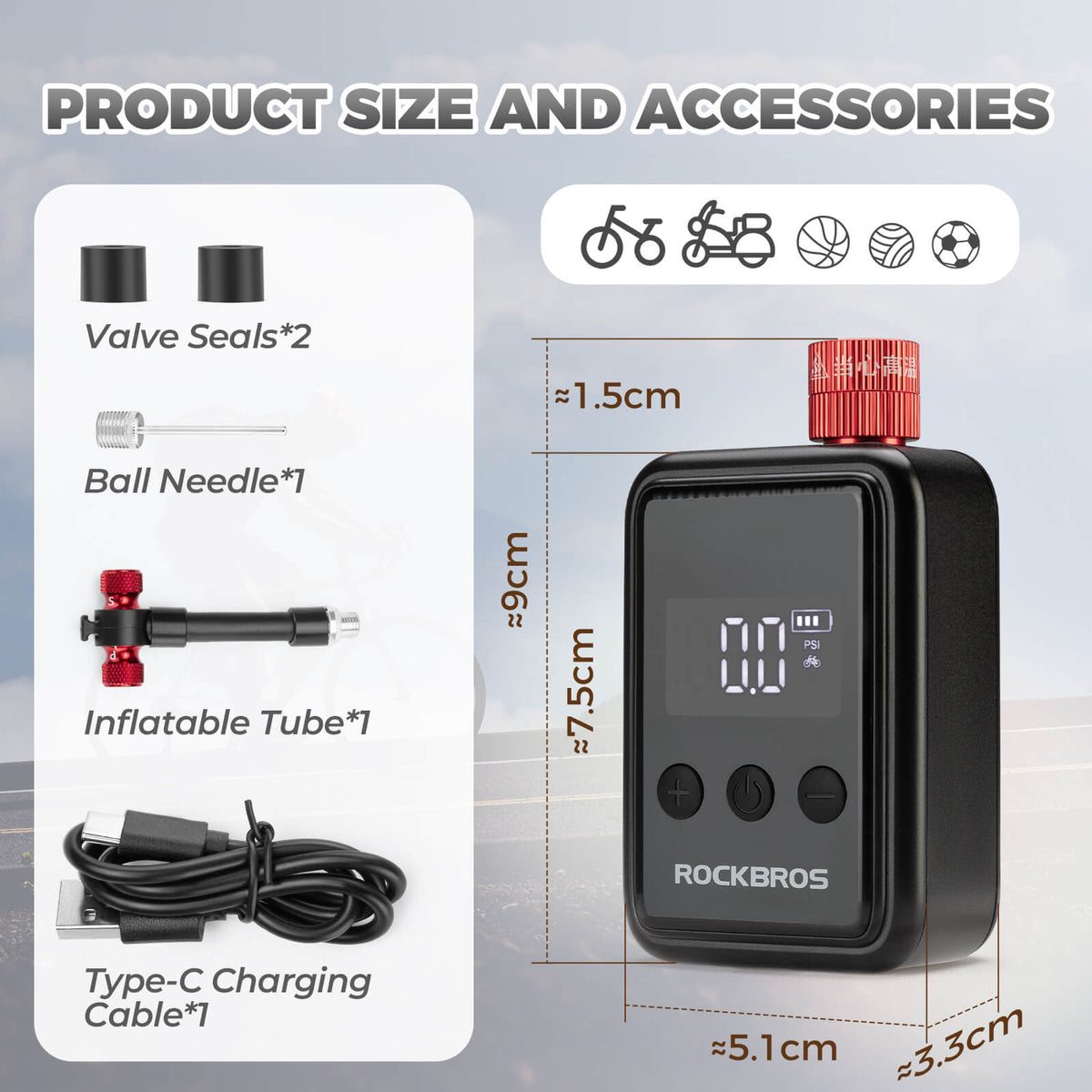 HW140 Mini Electric Bike Pump