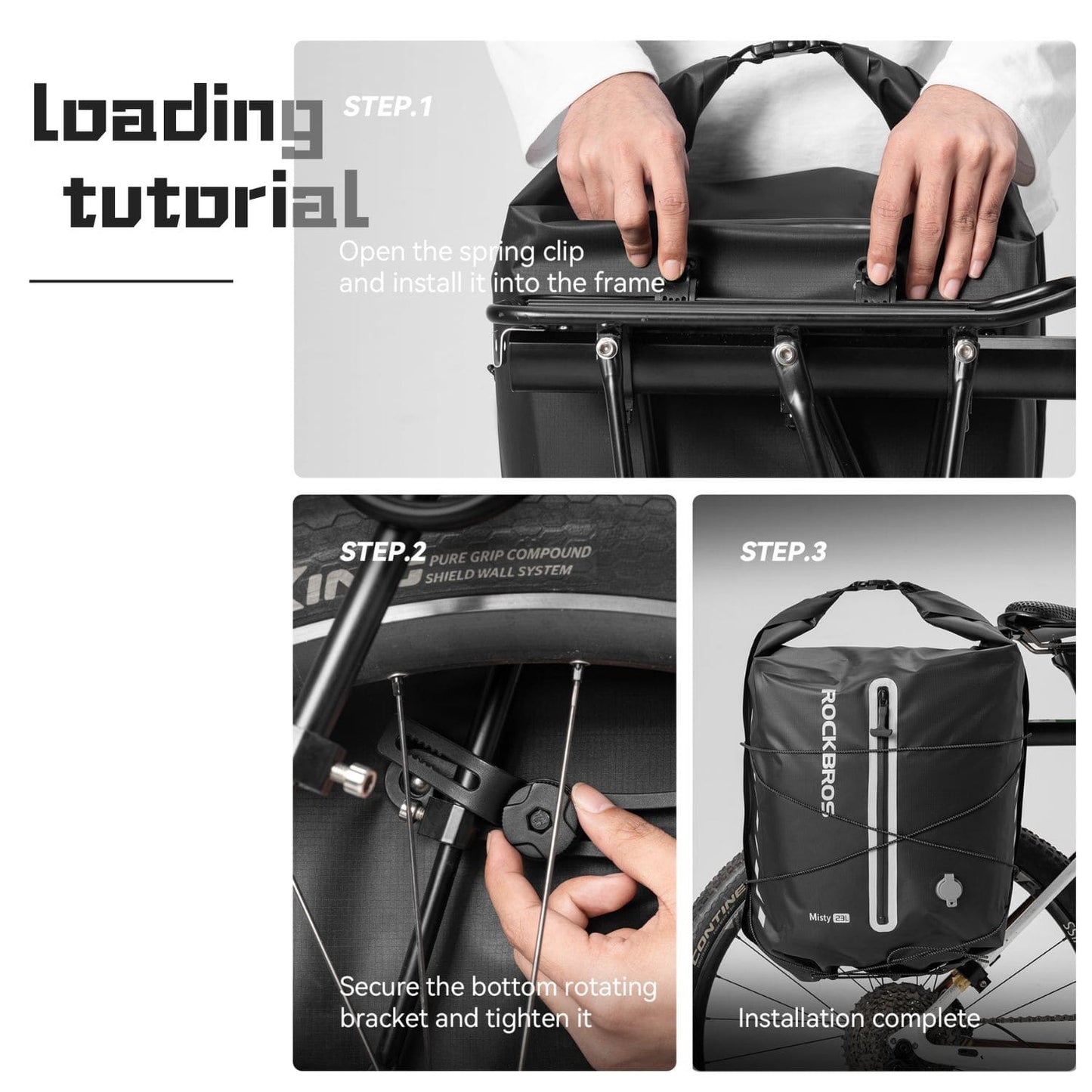 Lightweight Waterproof Bike Rear Rack Bag-23L
