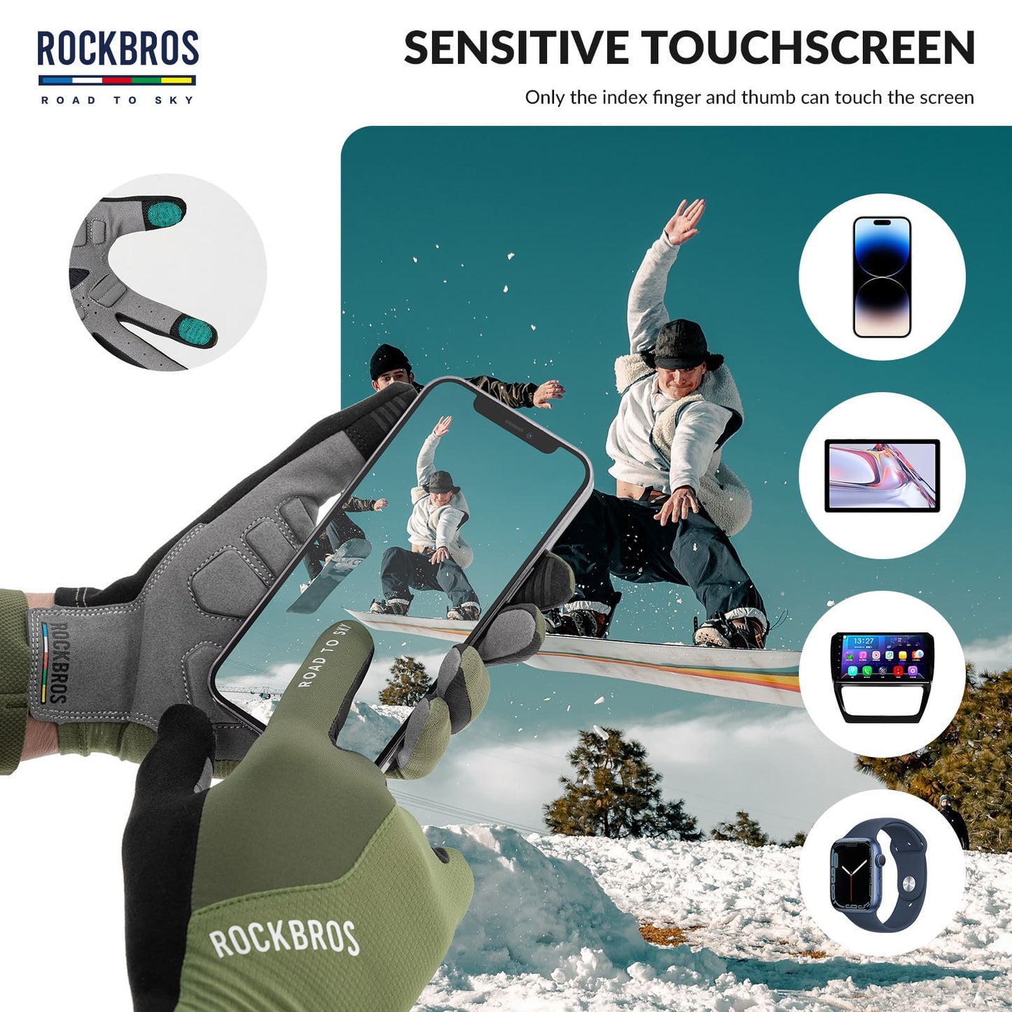 ROAD TO SKY Breathable Anti-Slip Full Finger Cycling Gloves