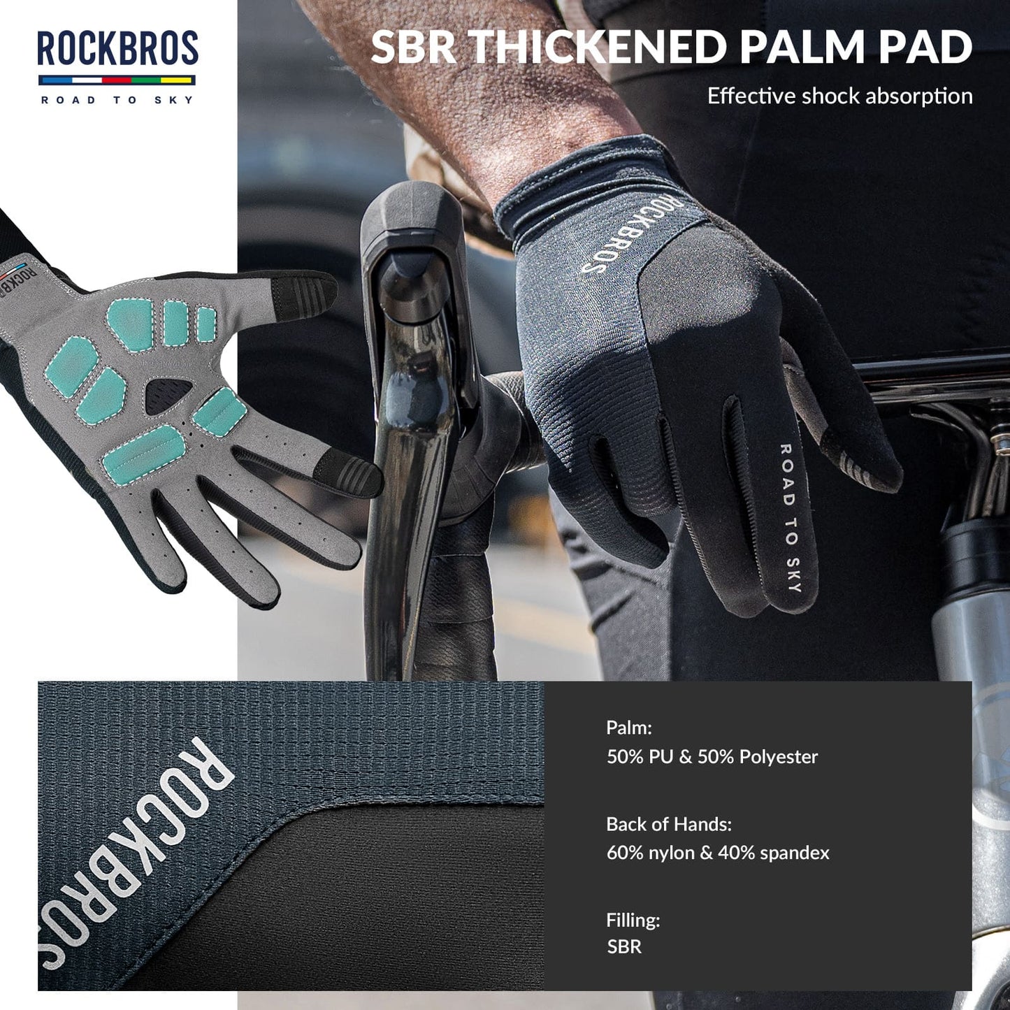 ROAD TO SKY Breathable Anti-Slip Full Finger Cycling Gloves