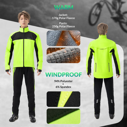 Cycling Kit Thermal Fleece Windproof Jeckets & Pants